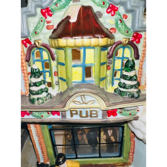Holiday Time Village Collectibles Ceramic Light-Up Christmas Pub - Picture 6 of 12